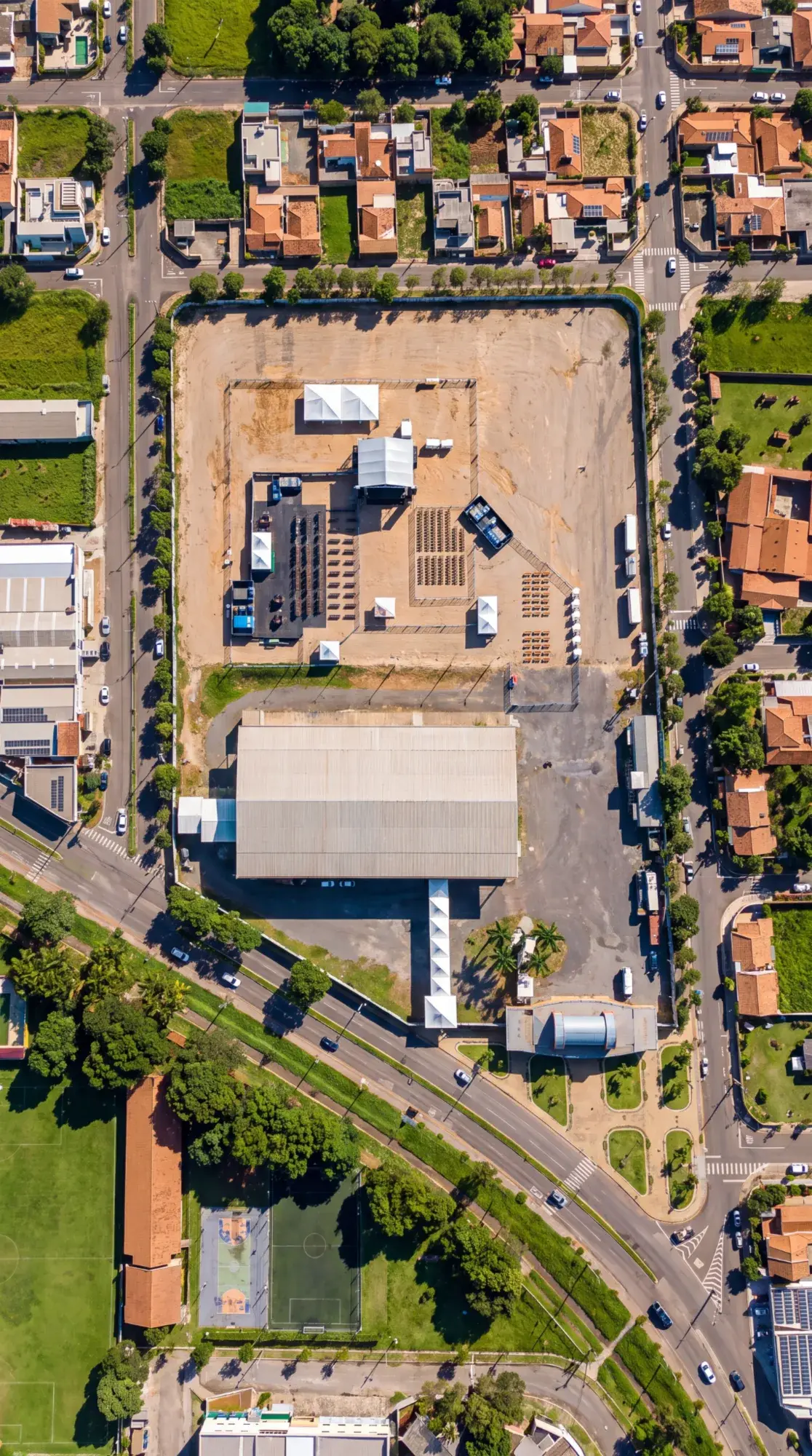 Vista aérea de implantação de evento